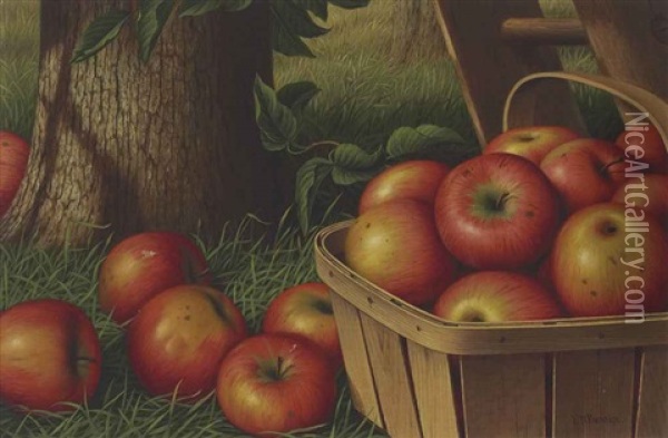 Still Life With Apples, Ladder And Tree Oil Painting - Levi Wells Prentice