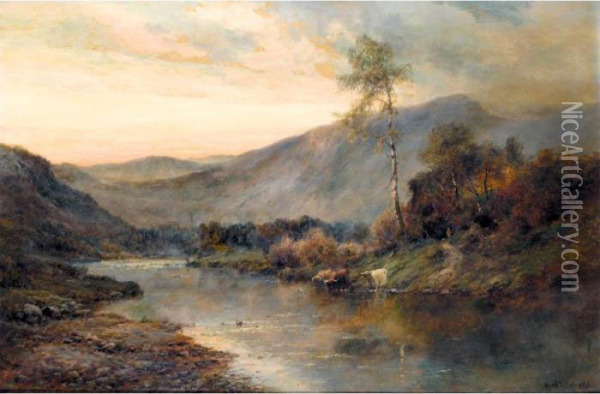 The River Teith Through The Trossachs Oil Painting - Alfred de Breanski