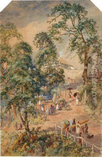 Raby Lodge In Der Indischen Stadt Shimla Oil Painting - Constance Fredericka Cumming