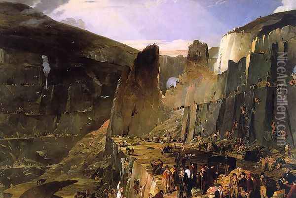 Penryhn Slate Quarry 1832 Oil Painting - Henry Hawkins