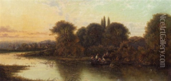 An Autumn Evening, Molesford On Thames Oil Painting - Edwin Henry Boddington