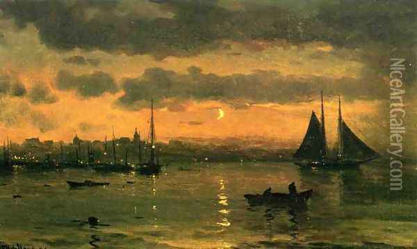 New Bedford Harbor Oil Painting - Mauritz F. H. de Haas