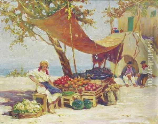 Une Boutique A Capri Oil Painting - Constantin Alexandr. Westchiloff