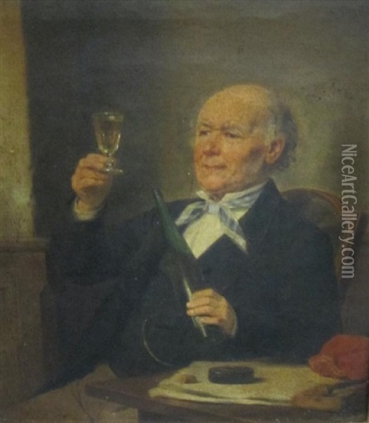 The Wine Connoisseur Oil Painting - August Friedrich Siegert