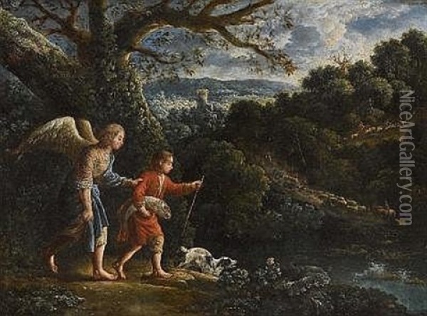 Tobias Und Der Engel Oil Painting - Adam Elsheimer