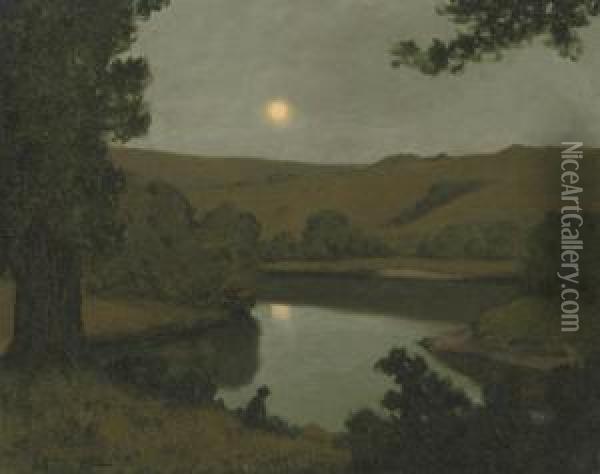 Au Clair De Lune Oil Painting - Maurice Chabas