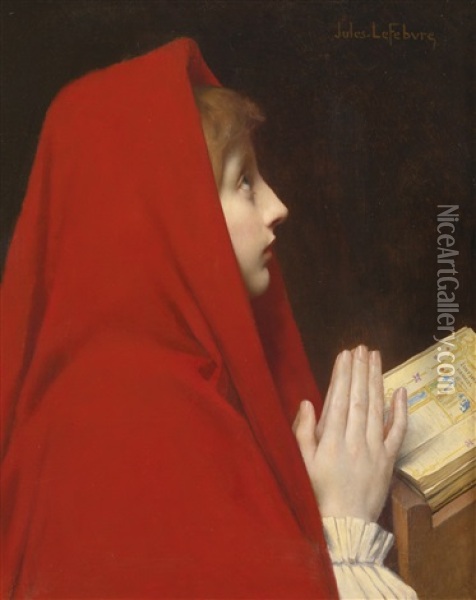 The Red Cloak Oil Painting - Jules Joseph Lefebvre