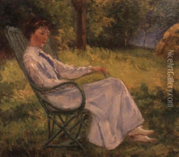 Elegante Dans Son Jardin Oil Painting - Emile Alfred Dezaunay