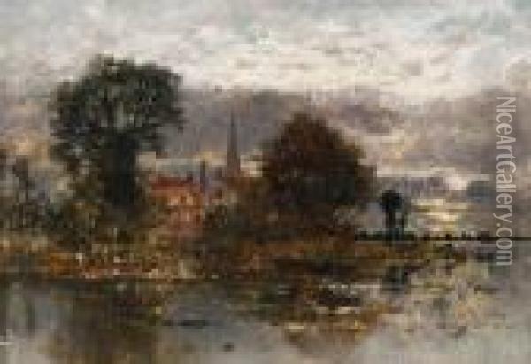 Evening On The Broads Oil Painting - Karl Heffner