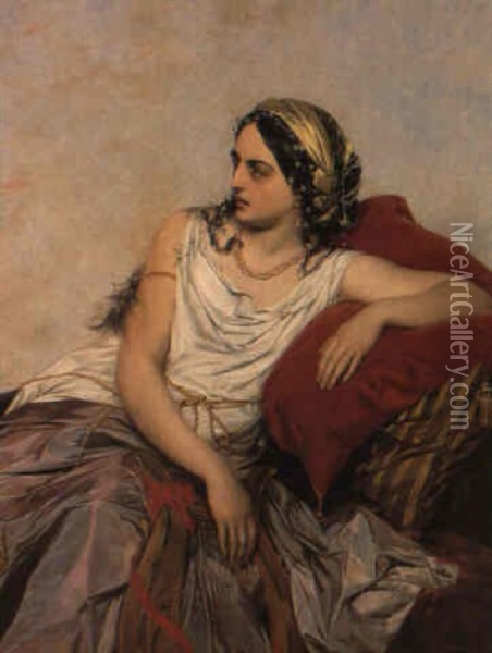 Portrait De Jeune Femme Assise Dite 'myrrha' Oil Painting - Henry Nelson O'Neill