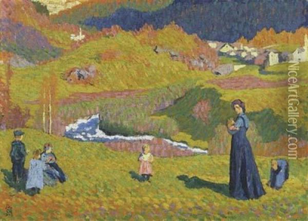 Sole D'autunno. 1908. Oil Painting - Giovanni Giacometti