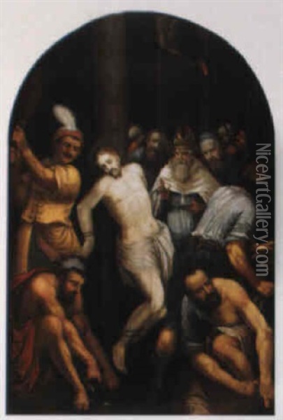 The Flagellation Of Christ Oil Painting - Michiel Coxie the Elder