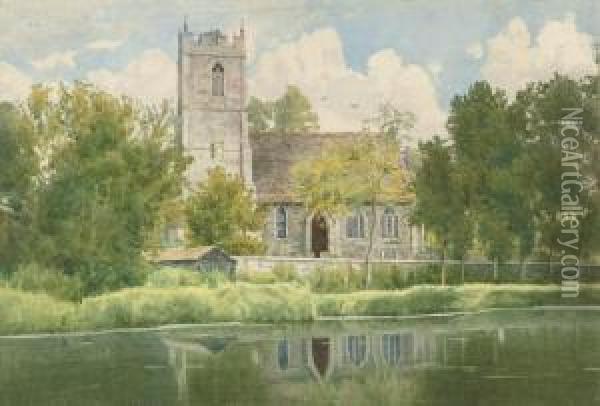 Hartford Parish Church On The Banks Of The Ouse Oil Painting - William Fraser Garden