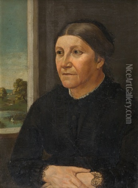 Portrat Seiner Mutter Clementine Hildebrand Oil Painting - Adolf Von Hildebrand