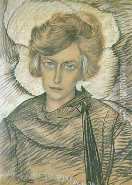 Portrait of Janina Skibinska Oil Painting - Stanislaw Ignacy Witkiewicz (Witkacy)