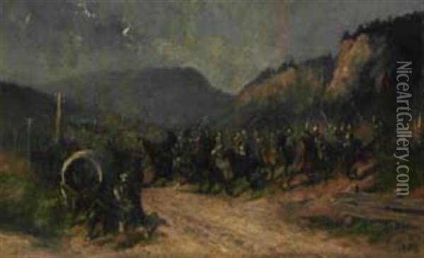 Angreifender Dragoner Oil Painting - Ludwig Putz
