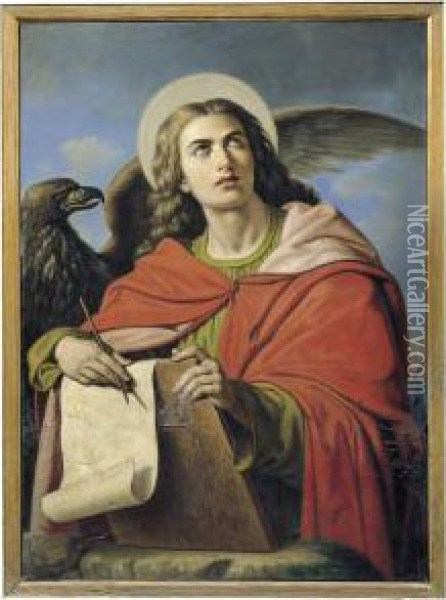San Giovanni Evangelista Oil Painting - Cesar Mussini