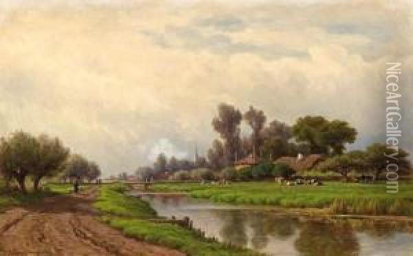 Dutch Canal Landscape Oil Painting - Adriaen van Everdingen