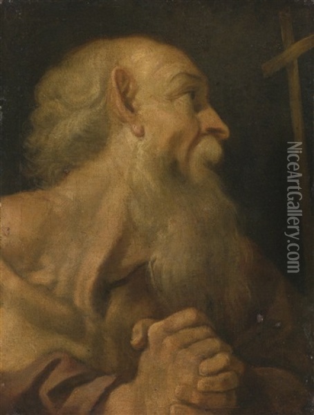 Study Of A Bearded Man Oil Painting - Agostino Carracci