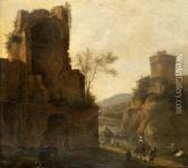 Ruinlandskap Med Figurer Oil Painting - Bartholomeus Breenbergh