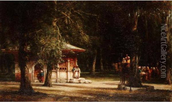 Resting At A Kiosque, Turkey Oil Painting - William Wyld