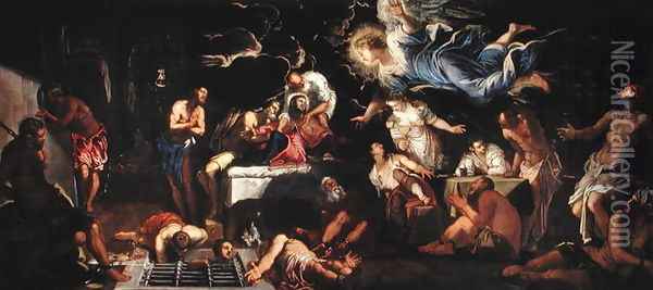 St. Roch Visited by an Angel in Prison, 1567 Oil Painting - Jacopo Tintoretto (Robusti)