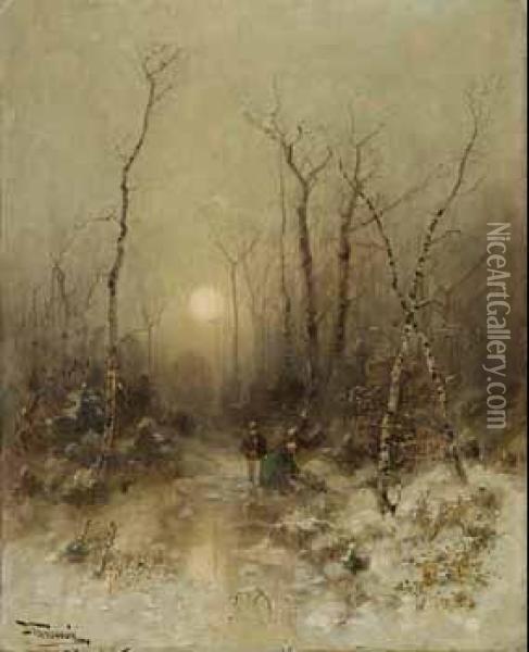 Reisisigsammlerinnen Im Winter. Oil Painting - Desire Tomassin