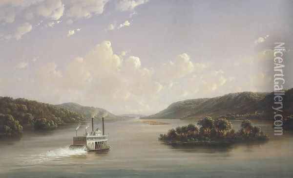 View On The Mississippi Fifty Seven Miles Below St.Anthony Falls,Minneapolis 1858 Oil Painting - Ferdinand Richardt