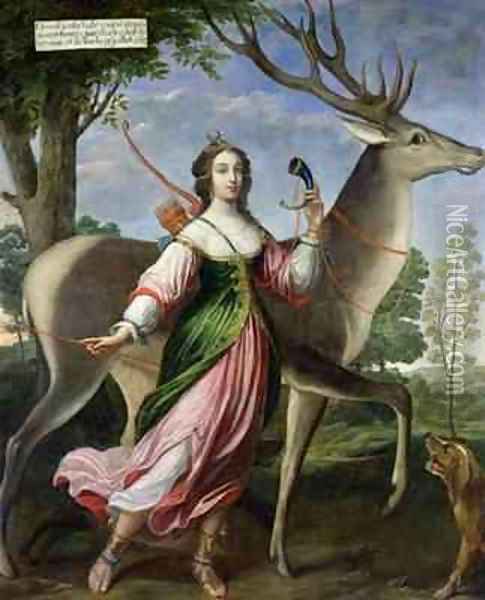 Marie de Rohan-Montbazon 1600-79 Duchess of Chevreuse as Diana the Huntress Oil Painting - Claude Deruet