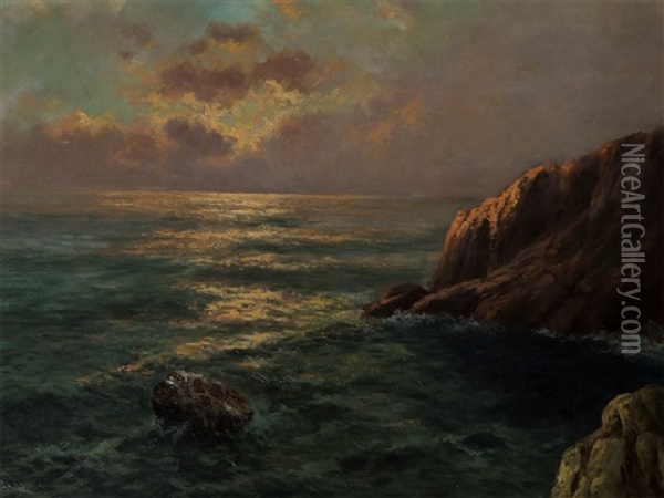 Dawn Over Cliff Oil Painting - Franz Seidel