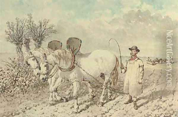 A labourer with a ploughing team Oil Painting - John Frederick Herring Snr