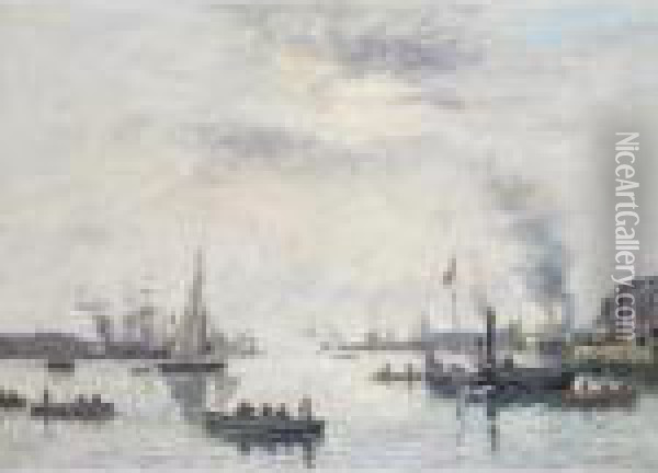 Le Havre. Vue Du Port Oil Painting - Eugene Boudin