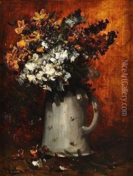 Bouquet De Fleurs Dans Un Pichet Oil Painting - Alfred Rouby