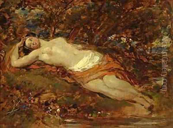 Study for Reclining Nude Oil Painting - William Etty