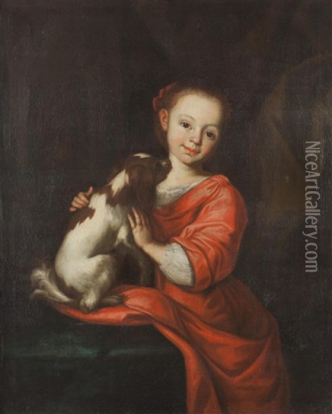 Portrat Eines Madchens Mit Hundchen Oil Painting - Nicolaes Maes