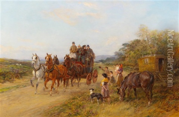 Grandfather's Return Oil Painting - Heywood Hardy