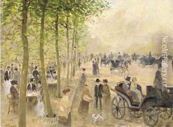 A bustling Parisian boulevard Oil Painting - Georges Renouart