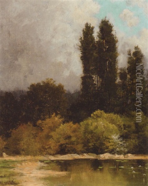 Early Morning Landscape Oil Painting - John Henry Hill
