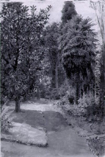 Sunlit Garden Path Oil Painting - William Trost Richards