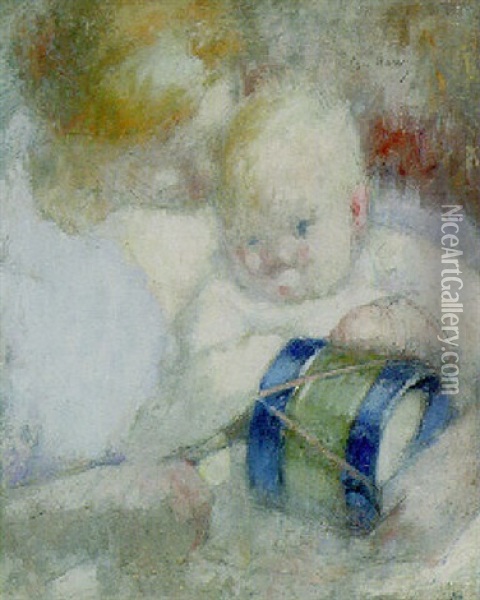 Mother And Child Oil Painting - Julia Beatrice How