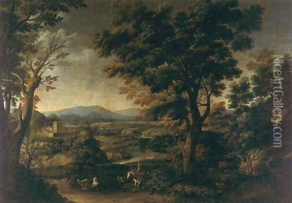 Landscape with Figures Oil Painting - Gaspard Dughet Poussin