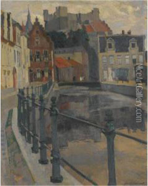 Canal In Ghent Oil Painting - Arnold Borisovic Lakowskij