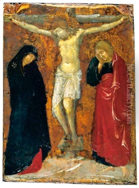 The Crucifixion With The Madonna And Saint John The Evangelist Oil Painting - Sienese School