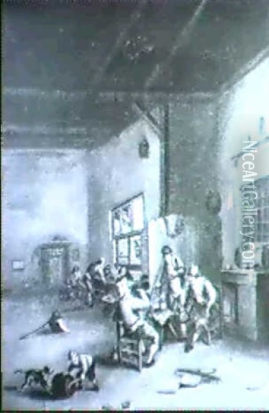 Peasants In A Tavern Oil Painting - Adriaen Jansz van Ostade