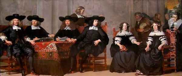 The Regent and Regentess of Oudemannen Oil Painting - Adriaen Backer