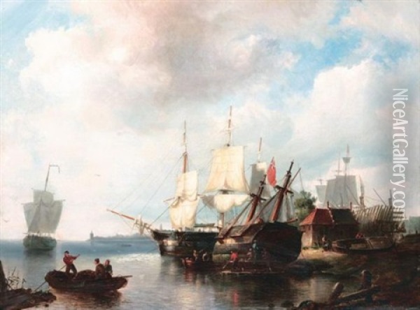 Repairing The Hull Oil Painting - Pieter Cornelis Dommershuijzen