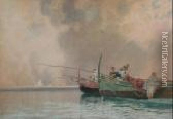 Barche Di Pescatori Oil Painting - Edoardo Dalbono