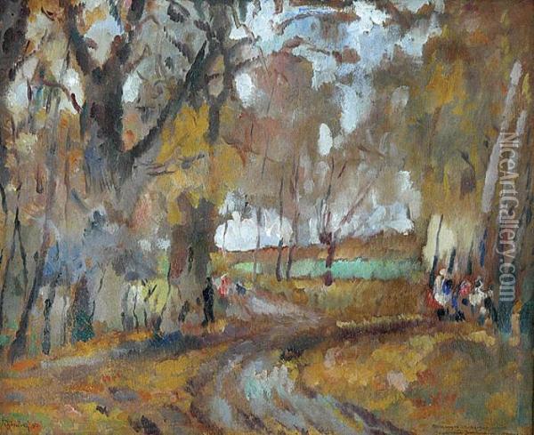 Jesienny Pejzaz Oil Painting - Tadeusz Cybulski