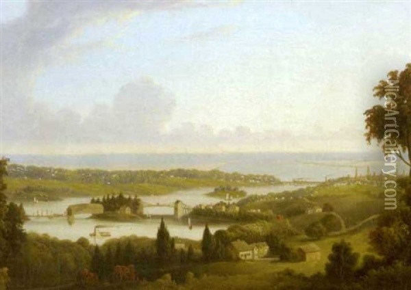 View Of The Laurels, Newbury Oil Painting - Joshua Sheldon Jr.