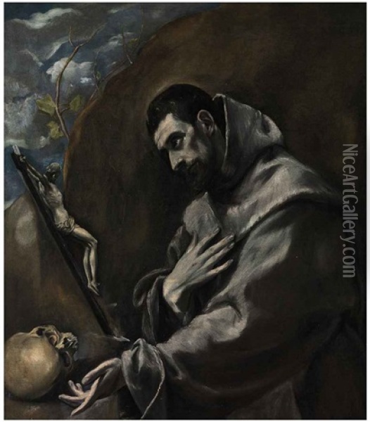 Saint Francis Of Assisi In Meditation Oil Painting -  El Greco